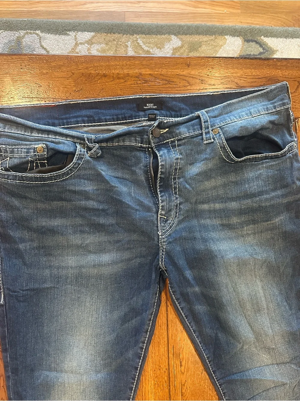 TRUE RELIGION JEANS Mens Ricky Relaxed Straight Fit 46x32